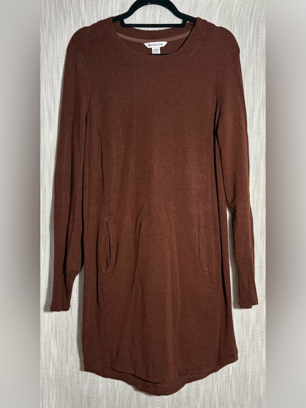 Athleta Chestnut Brown Long-Sleeve Knit Dress